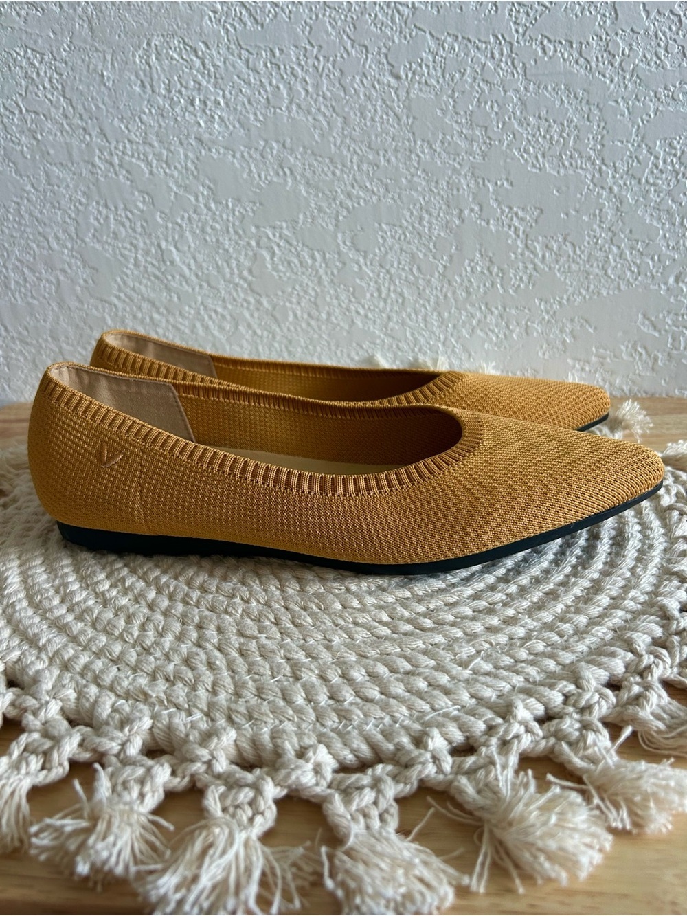 Vivaia Golden Ginger Yellow Pointed Toe Ballet Flats - Picture 2 of 7